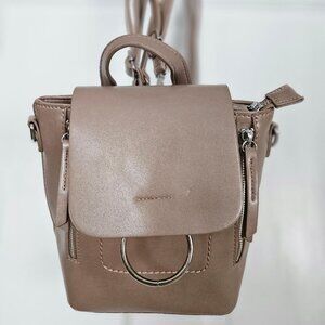 MMS taupe vegan leather backpack/purse 10x9x4.5